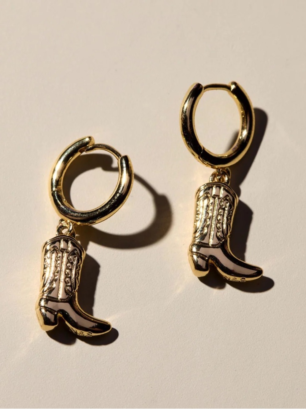 Gold Cowboy Boot Huggie Hoop Earrings - Women Jewelry